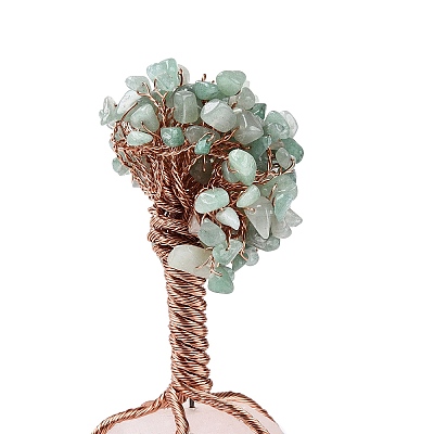 Natural Green Aventurine Chips and Rose Quartz Pedestal Display Decorations G-S282-01-1