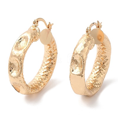 Brass Hammered Hoop Earrings EJEW-Q765-04G-1