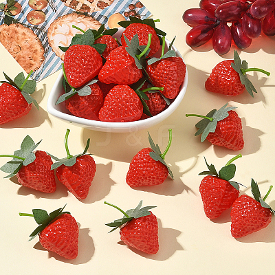 20Pcs Resin Simulated Strawberry AJEW-SP0003-29-1