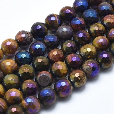 Electroplated Natural Tiger Eye Beads Strands G-O164-03-10mm-1
