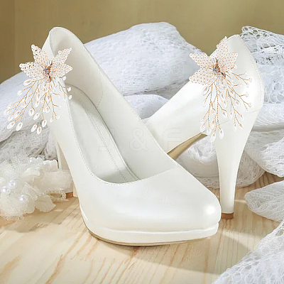 ABS Plastic Imitation Pearl Beaded Flower Wedding Shoe Decorations FIND-WH0126-71G-1