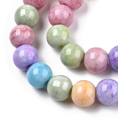 Ombre Effect Dyed Crackle Glass Round Beads Strands GLAA-T031-01D-1