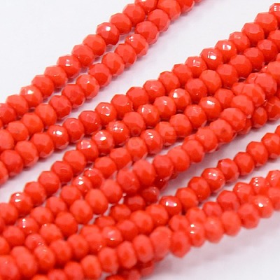 Opaque Solid Color Crystal Glass Faceted Rondelle Beads Strands X-GLAA-F025-A08-1
