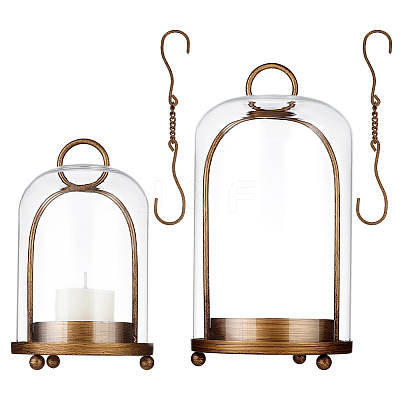 2Pcs Iron & Glass Wall-mounted Candle Holders AJEW-WH0481-732-1
