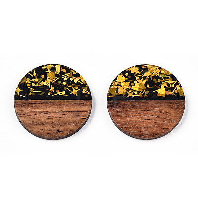 Opaque Resin & Walnut Wood Pendants RESI-N039-43-1