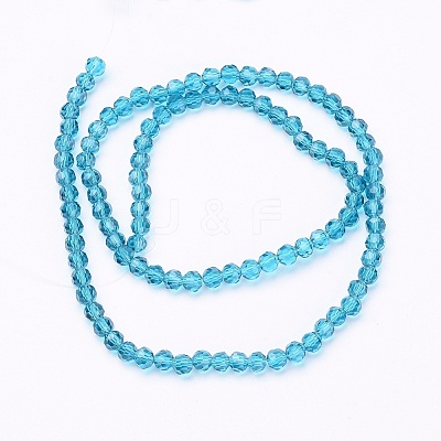 Faceted(32 Facets) Round Glass Beads Strands X-EGLA-J042-4mm-14-1