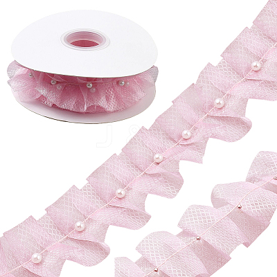 Polyester with Plastic Pearl Bead Wrinkle Ribbon OCOR-WH20003-63A-1