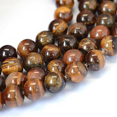 Grade AB Natural Tiger Eye Round Bead Strands G-E334-12mm-17-1