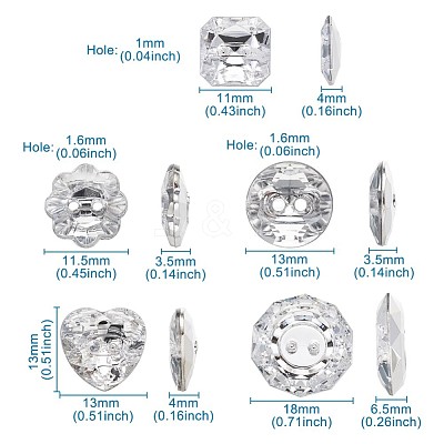 Acrylic Rhinestone Buttons BUTT-PJ0001-01-1