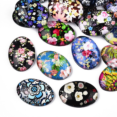 Flatback Glass Cabochons GGLA-WH0034-05-1