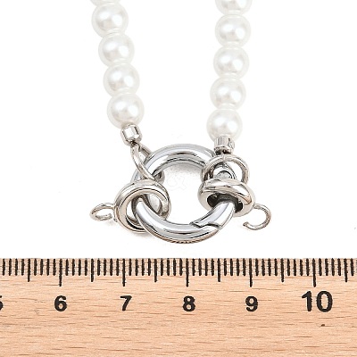 Brass & ABS Plastic Imitation Pearl Round Beaded Necklace Making KK-Z158-07P-02-1