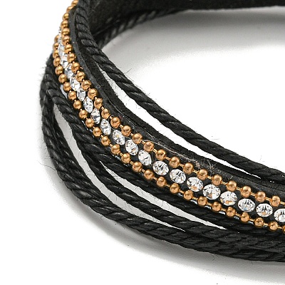 Braided PU Leather & Waxed Cords Multi-strand Bracelets BJEW-P329-09A-G-1
