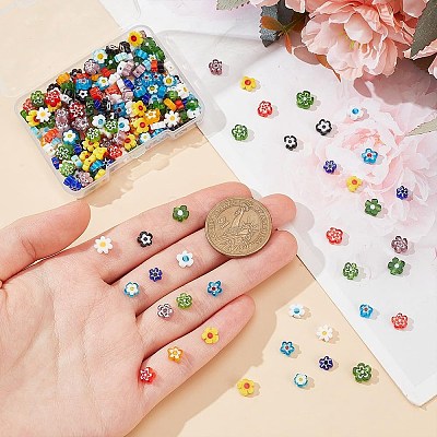 240Pcs 12 Colors Handmade Millefiori Glass Bead Strands LAMP-HY0001-09-1