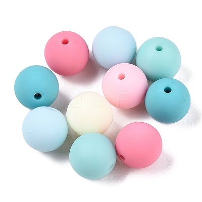 Rubberized Style Imitated Silicone Acrylic Beads MACR-T048-01B-13-1
