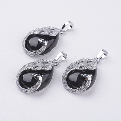Natural Dyed & Heated Black Agate Pendants X-G-E442-04E-1