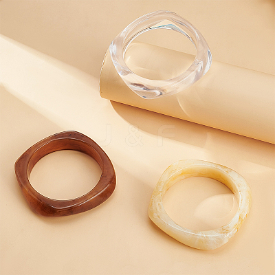 3Pcs 3 Style Imitation Marble Acrylic Bangles Set for Women BJEW-FI0001-11-1