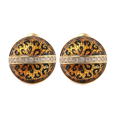 Brass Micro Pave Cubic Zirconia Leopard Stud Earrings EJEW-U055-13B-G-1