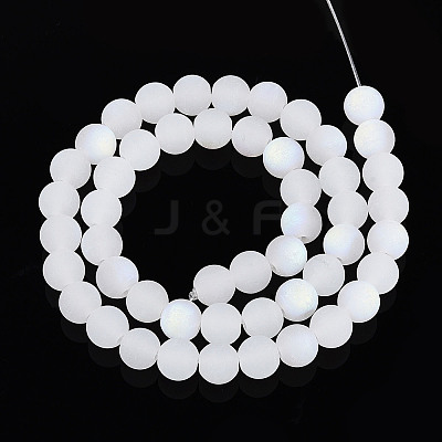 Frosted Imitation Jade Glass Beads Strands GLAA-T032-J8mm-MBB01-1
