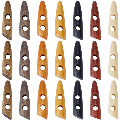 56Pcs 7 Colors 2-Hole Wood Buttons BUTT-GF0004-26-1