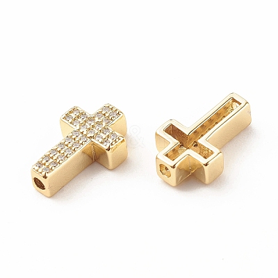 Rack Plating Brass Cubic Zirconia Beads LS-KK-B051-06G-01-1
