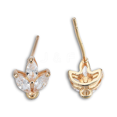 Brass Pave Clear Cubic Zirconia Stud Earring Findings LS-X-KK-N235-041-1