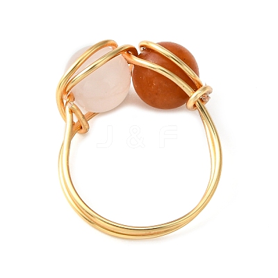 Natural Mixed Gemstone Finger Ring RJEW-JR00590-1