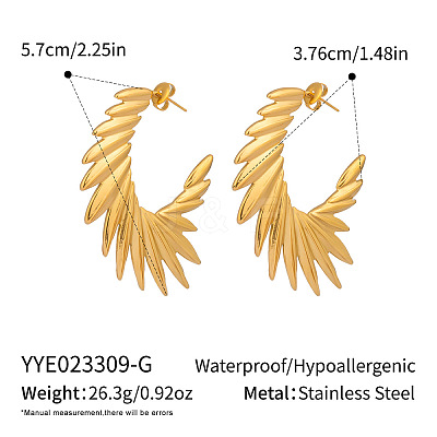 Stainless Steel C-shaped Angel Wing Stud Earrings SR8841-1-1