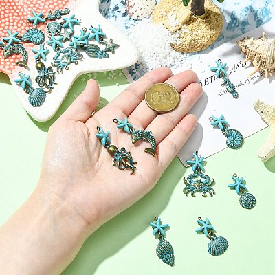18Pcs 9 Style Alloy Pendants PALLOY-CJ00182-1