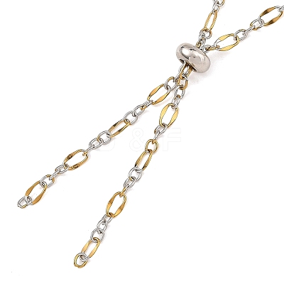 2Pcs Adejustabel Two Tone 304 Stainless Steel Oval Link Chains Necklace Making AJEW-JB01666-1