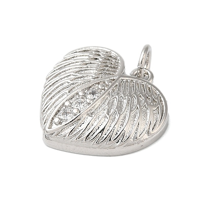 Rack Plating Brass & Clear Cubic Zirconia Pendants KK-S372-29P-1