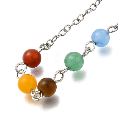 Chakra Natural Red Agate & Tiger Eye & Amethyst & Dyed Jade Dowsing Pendulums G-M447-04ASP-1