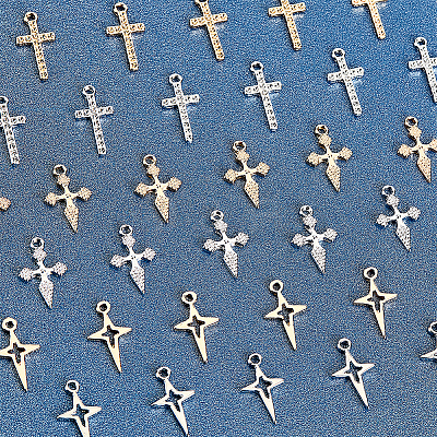 48Pcs 6 Style Alloy Pendants & Rhinestone Settings FIND-AR0002-07-1