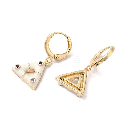 Triangle Golden Brass Dangle Leverback Earrings EJEW-L268-030G-04-1