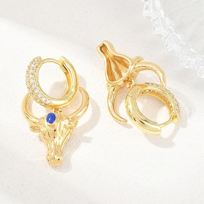 Brass Micro Pave Cubic Zirconia Dangle Hoop Earrings EJEW-G471-46G-1