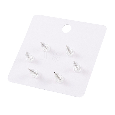 6 Pcs Brass Micro Pave Clear Cubic Zirconia Ear Studs EJEW-S218-01P-07-1