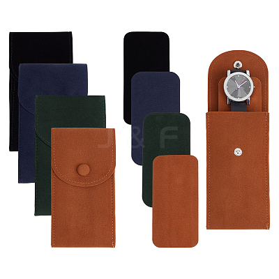 8Pcs 4 Styles Plush Cloth Watch Storage Bags with Snap Button TP-DR0001-06-1