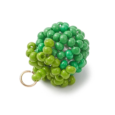 Glass Seed Beaded Tomato Pendants PALLOY-MZ01081-01-1