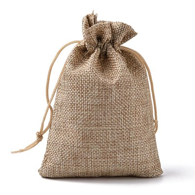 Polyester Imitation Burlap Packing Pouches Drawstring Bags X-ABAG-R004-14x10cm-05-1