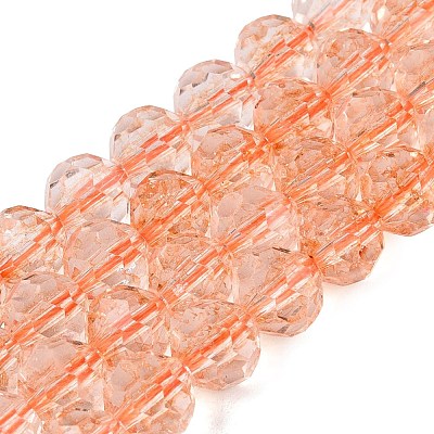 Crackle Transparent Glass Beads Strands GLAA-N068-06A-11-1