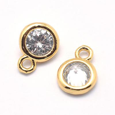 Brass Cubic Zirconia Pendants KK-P119-33-7x5mm-G-NR-1
