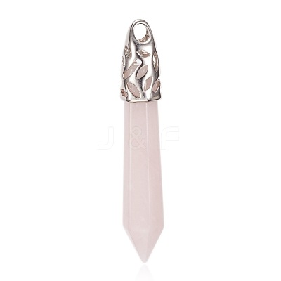 Natural Rose Quartz Big Pointed Pendants G-N0075-05-1