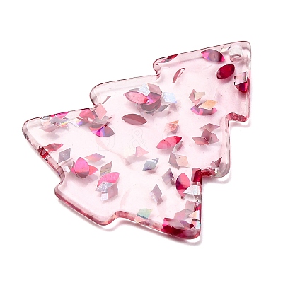 Christmas Tree Printed Opaque Acrylic Pendants OACR-Q080-02A-1