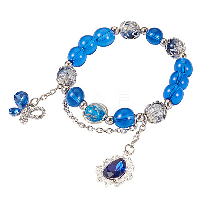 Glass & Alloy Rhinestone Beads Bracelets BJEW-TA00544-1