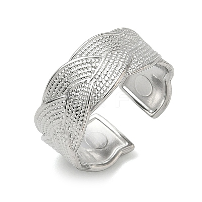 304 Stainless Steel Cuff Open Rings for Women RJEW-L341-03A-P-1