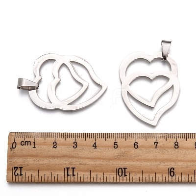 Tarnish Resistant Heart to Heart 201 Stainless Steel Pendants STAS-I032-122-1