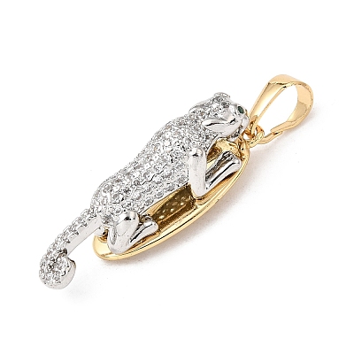 Brass Micro Pave Clear Cubic Zirconia Pendants KK-E799-10GP-1