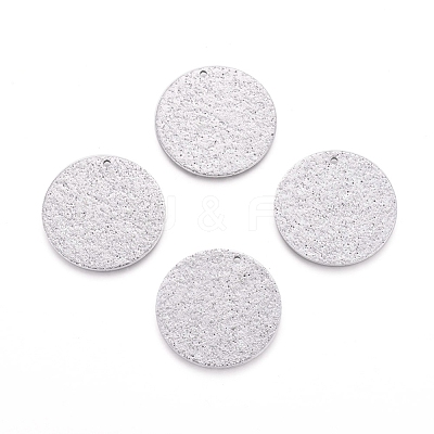 Tarnish Resistant 304 Stainless Steel Textured Pendants STAS-I098-01-25mm-P-1