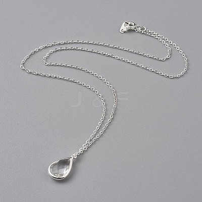 Clear Glass Pendant Necklaces NJEW-JN02611-01-1
