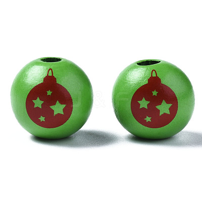 Painted Natural Wood European Beads WOOD-S057-041A-1