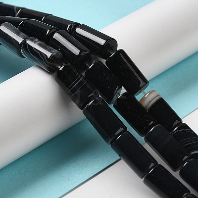 Natural Black Agate Beads Strands G-H295-E01-01-1